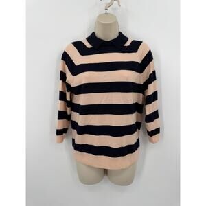 J Crew Orange And Blue Collared Sweater Medium Merino Wool